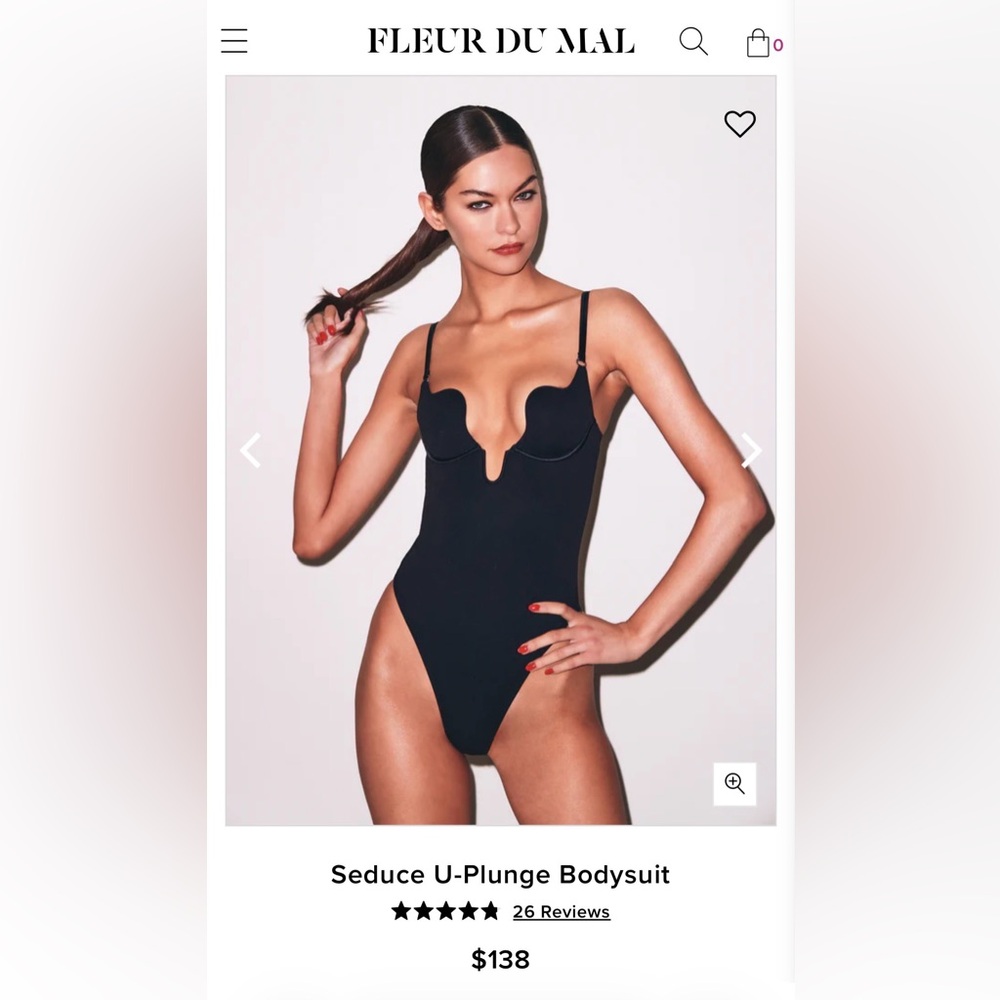 Fleur du Mal Seduce Black Bodysuit, sz S